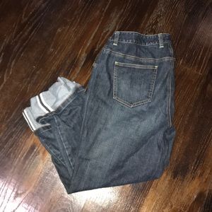 Talbots dark ladies blue capris jeans size 14 w